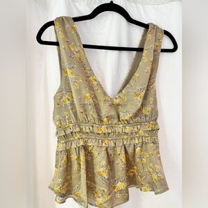 Satin Floral Sleeveless Blouse